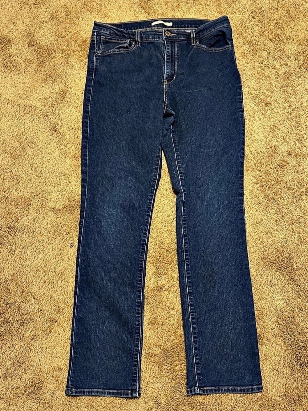 Levis 724 Jeans Womens 32 Blue Denim High Rise Straight Leg Pockets Logo